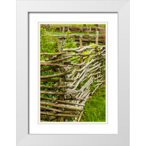 Sweden-Bohuslan-Tanumshede-traditional architecture-wood fence White Modern Wood Framed Art Print with Double Matting by Bibikow, Walter
