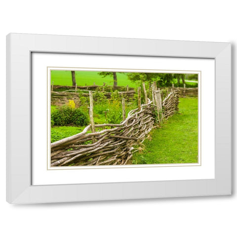 Sweden-Bohuslan-Tanumshede-traditional architecture-wood fence White Modern Wood Framed Art Print with Double Matting by Bibikow, Walter