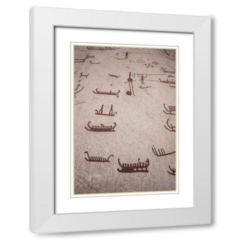 Sweden-Bohuslan-Tanumshede-Bronze Age carving detail of the Tanum area White Modern Wood Framed Art Print with Double Matting by Bibikow, Walter