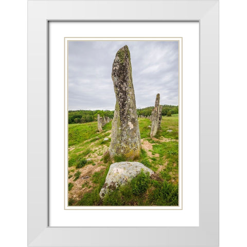 Sweden-Bohuslan-Blomsholm-Blomsholmsskeppet-stone ship circle-Iron-age burial ground-400-600 AD White Modern Wood Framed Art Print with Double Matting by Bibikow, Walter