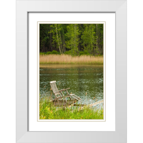Sweden-Bohuslan-Salto Island-wooden chair White Modern Wood Framed Art Print with Double Matting by Bibikow, Walter