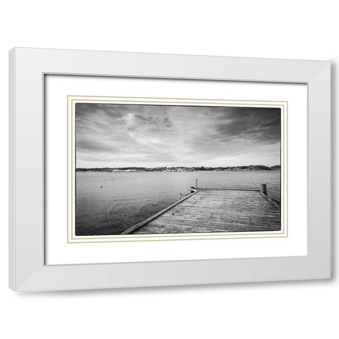 Sweden-Bohuslan-Salto Island-pier White Modern Wood Framed Art Print with Double Matting by Bibikow, Walter