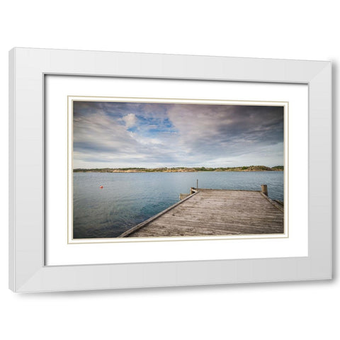 Sweden-Bohuslan-Salto Island-pier White Modern Wood Framed Art Print with Double Matting by Bibikow, Walter