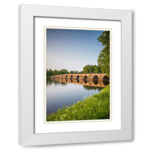 Sweden-Varmland-Karlstad-bridge-longest stone arch bridge in Sweden-built 1797 White Modern Wood Framed Art Print with Double Matting by Bibikow, Walter