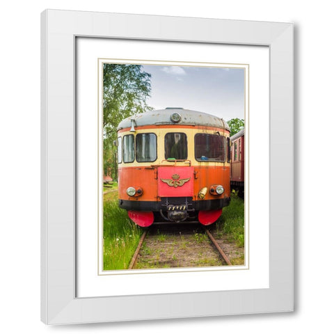 Sweden-Vastmanland-Nora-antique train wagons White Modern Wood Framed Art Print with Double Matting by Bibikow, Walter