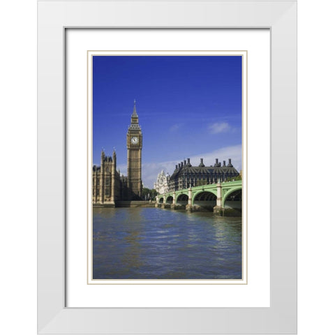 Great Britain, London cityscape of downtown White Modern Wood Framed Art Print with Double Matting by Flaherty, Dennis