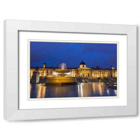 England, London National Gallery at twilight White Modern Wood Framed Art Print with Double Matting by Kirkland, Dennis