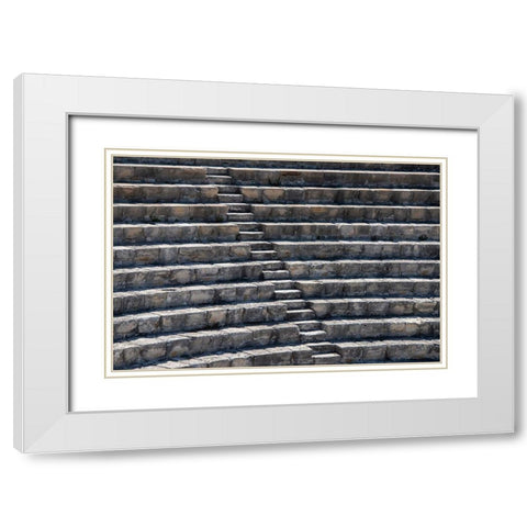 Cyprus-ancient archaeological site of Kourion The Theatre-circa 2nd century BC-seats 3,000 White Modern Wood Framed Art Print with Double Matting by Hopkins, Cindy Miller