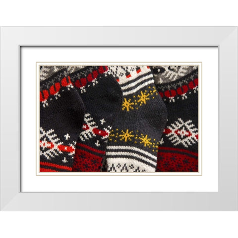 Estonia, Tallinn Wool socks at a market White Modern Wood Framed Art Print with Double Matting by Ross, Nancy ,  Steve