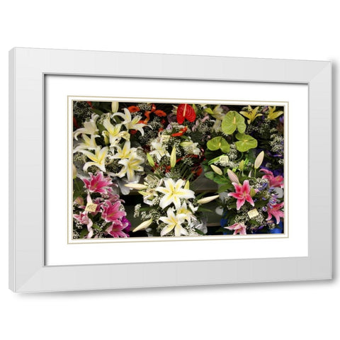 Estonia, Tallinn Flowers for sale at market White Modern Wood Framed Art Print with Double Matting by Ross, Nancy ,  Steve