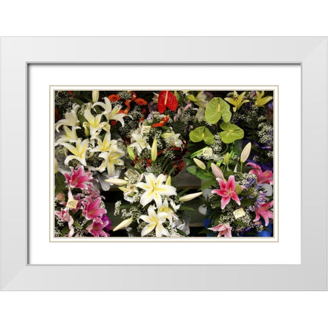 Estonia, Tallinn Flowers for sale at market White Modern Wood Framed Art Print with Double Matting by Ross, Nancy ,  Steve