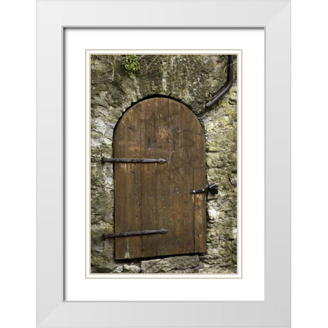Estonia, Tallinn Old wooden door in stone wall White Modern Wood Framed Art Print with Double Matting by Ross, Nancy ,  Steve