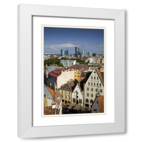Estonia, Tallinn View of city White Modern Wood Framed Art Print with Double Matting by Zuckerman, Jim
