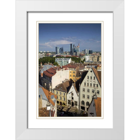 Estonia, Tallinn View of city White Modern Wood Framed Art Print with Double Matting by Zuckerman, Jim