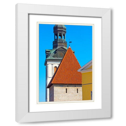 St-Marys Cathedral spire and Maiden Tower in the old town-Tallinn-Estonia White Modern Wood Framed Art Print with Double Matting by Su, Keren