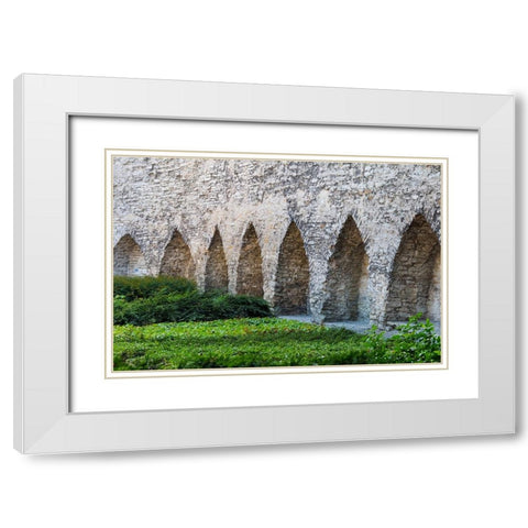 Medieval city wall in the old town-Tallinn-Estonia White Modern Wood Framed Art Print with Double Matting by Su, Keren