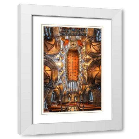 Scotland-Glasgow Abstract panoramic of 12th century cathedral interior and ceiling White Modern Wood Framed Art Print with Double Matting by Jaynes Gallery