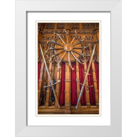 Scotland-Edinburgh Edinburgh Castle interior room military decorations White Modern Wood Framed Art Print with Double Matting by Jaynes Gallery
