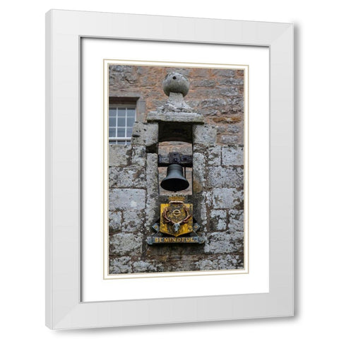 Gable above the front entrance to Cawdor Castle bearing the motto Be Mindful White Modern Wood Framed Art Print with Double Matting by Ostrowitz, Mallorie