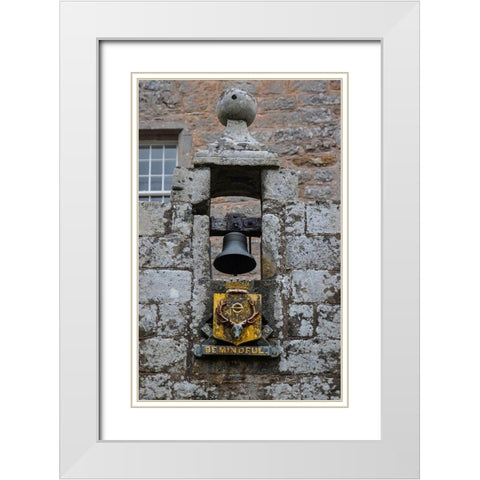Gable above the front entrance to Cawdor Castle bearing the motto Be Mindful White Modern Wood Framed Art Print with Double Matting by Ostrowitz, Mallorie
