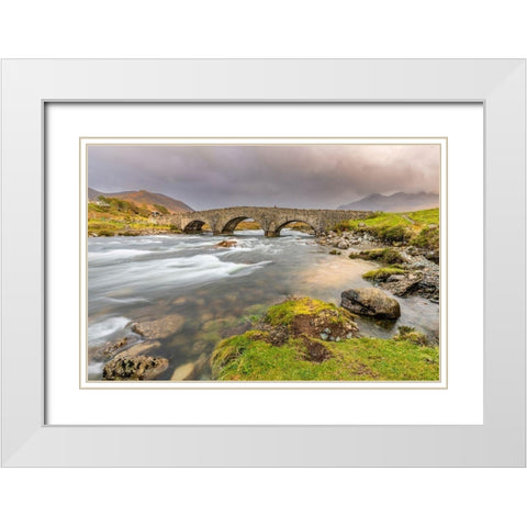 Enchanted Waters of Sligachan Old Bridge Isle of Skye-Scotland White Modern Wood Framed Art Print with Double Matting by Norring, Tom