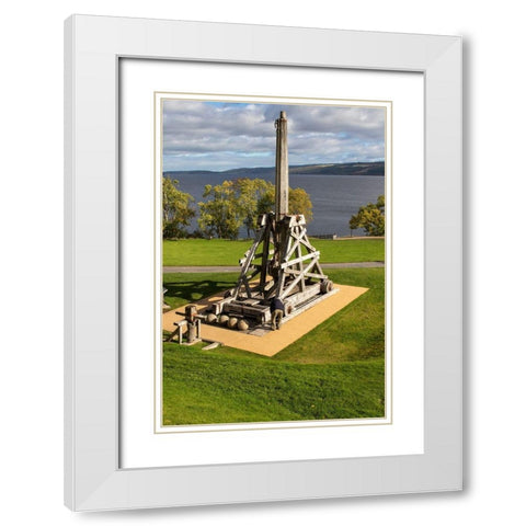 Defensive stone slingshot Urquhart Castle Loch Ness-Scotland White Modern Wood Framed Art Print with Double Matting by Norring, Tom