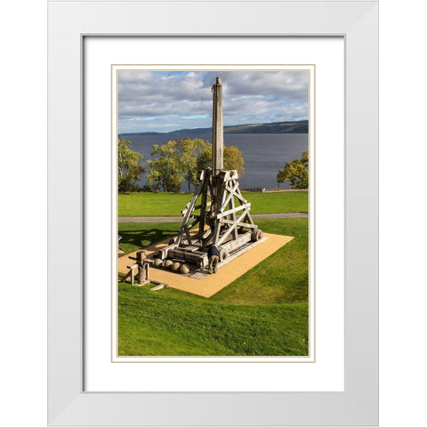 Defensive stone slingshot Urquhart Castle Loch Ness-Scotland White Modern Wood Framed Art Print with Double Matting by Norring, Tom