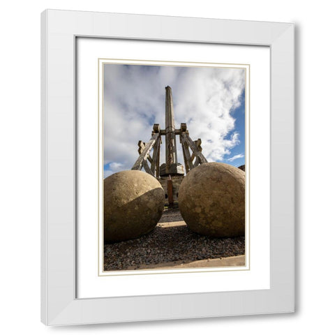 Defensive stone slingshot Urquhart Castle Loch Ness-Scotland White Modern Wood Framed Art Print with Double Matting by Norring, Tom