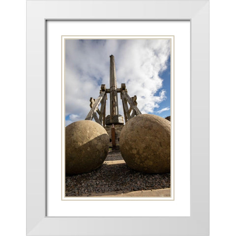 Defensive stone slingshot Urquhart Castle Loch Ness-Scotland White Modern Wood Framed Art Print with Double Matting by Norring, Tom