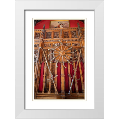 Sword and pistols Edinburgh Castle-Scotland White Modern Wood Framed Art Print with Double Matting by Norring, Tom