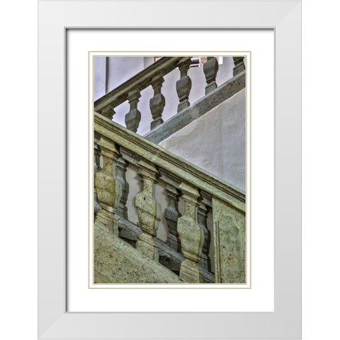Slovenia-Radovljica Staircase White Modern Wood Framed Art Print with Double Matting by Looney, Hollice