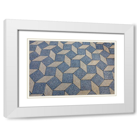 Slovenia-Ljubljana-Sidewalk Design White Modern Wood Framed Art Print with Double Matting by Looney, Hollice