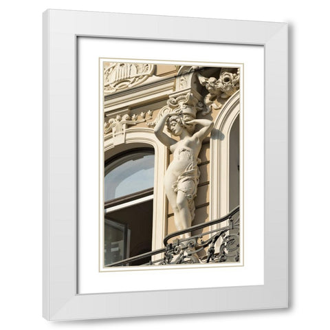 Art Nouveau building on Alberta Street in central Riga-Latvia White Modern Wood Framed Art Print with Double Matting by Su, Keren