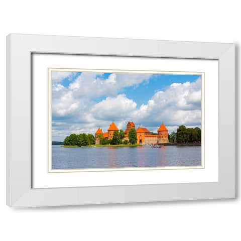 Trakai Island Castle on Lake Galve-Lithuania White Modern Wood Framed Art Print with Double Matting by Su, Keren