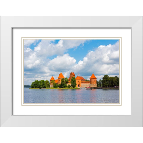 Trakai Island Castle on Lake Galve-Lithuania White Modern Wood Framed Art Print with Double Matting by Su, Keren