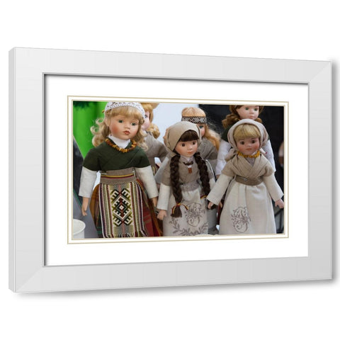 Lithuanian girl dolls-Klaipeda-Lithuania White Modern Wood Framed Art Print with Double Matting by Su, Keren