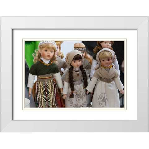 Lithuanian girl dolls-Klaipeda-Lithuania White Modern Wood Framed Art Print with Double Matting by Su, Keren
