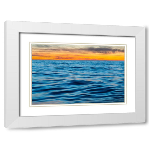 Ocean waves at sunset-Greenland White Modern Wood Framed Art Print with Double Matting by Su, Keren