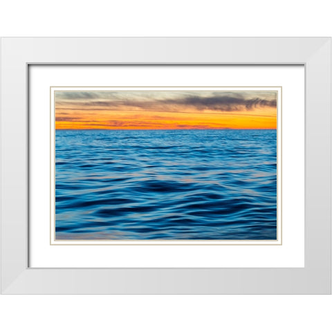 Ocean waves at sunset-Greenland White Modern Wood Framed Art Print with Double Matting by Su, Keren