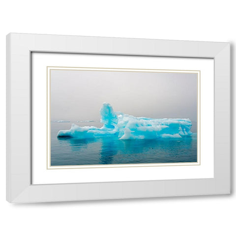 Blue iceberg in the fjord of Narsarsuaq-Greenland White Modern Wood Framed Art Print with Double Matting by Su, Keren