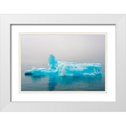 Blue iceberg in the fjord of Narsarsuaq-Greenland White Modern Wood Framed Art Print with Double Matting by Su, Keren