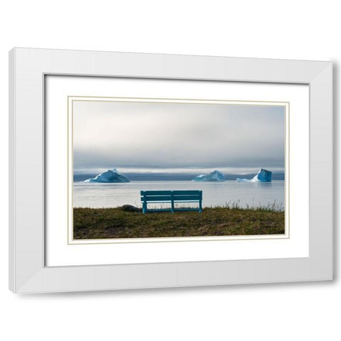 Floating iceberg in the fjord-Qeqertarsuaq-Greenland White Modern Wood Framed Art Print with Double Matting by Su, Keren