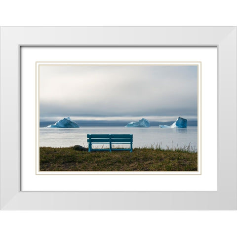 Floating iceberg in the fjord-Qeqertarsuaq-Greenland White Modern Wood Framed Art Print with Double Matting by Su, Keren