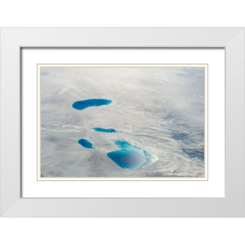 Aerial view of ice sheet-Greenland White Modern Wood Framed Art Print with Double Matting by Su, Keren