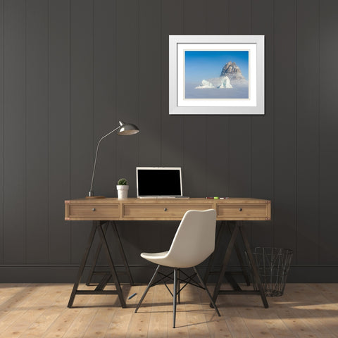 Icebergs frozen into the sea ice of the Uummannaq Fjord System during winter  White Modern Wood Framed Art Print with Double Matting by Zwick, Martin