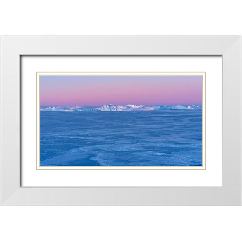 Sunrise during winter at the Ilulissat Fjord-located in the Disko Bay in West Greenland White Modern Wood Framed Art Print with Double Matting by Zwick, Martin