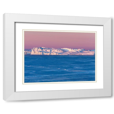 Sunrise during winter at the Ilulissat Fjord-located in the Disko Bay in West Greenland White Modern Wood Framed Art Print with Double Matting by Zwick, Martin