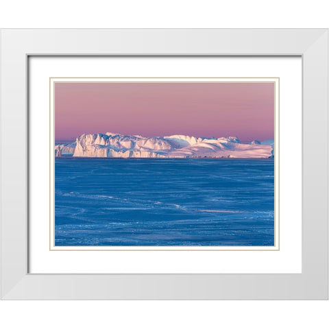 Sunrise during winter at the Ilulissat Fjord-located in the Disko Bay in West Greenland White Modern Wood Framed Art Print with Double Matting by Zwick, Martin