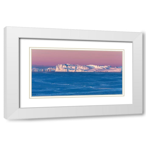 Sunrise during winter at the Ilulissat Fjord-located in the Disko Bay in West Greenland White Modern Wood Framed Art Print with Double Matting by Zwick, Martin
