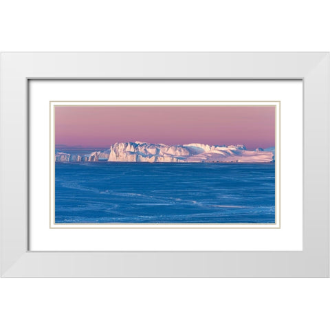 Sunrise during winter at the Ilulissat Fjord-located in the Disko Bay in West Greenland White Modern Wood Framed Art Print with Double Matting by Zwick, Martin